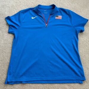 Nike Royal Blue Polo with USA Flag and Dri-Fit